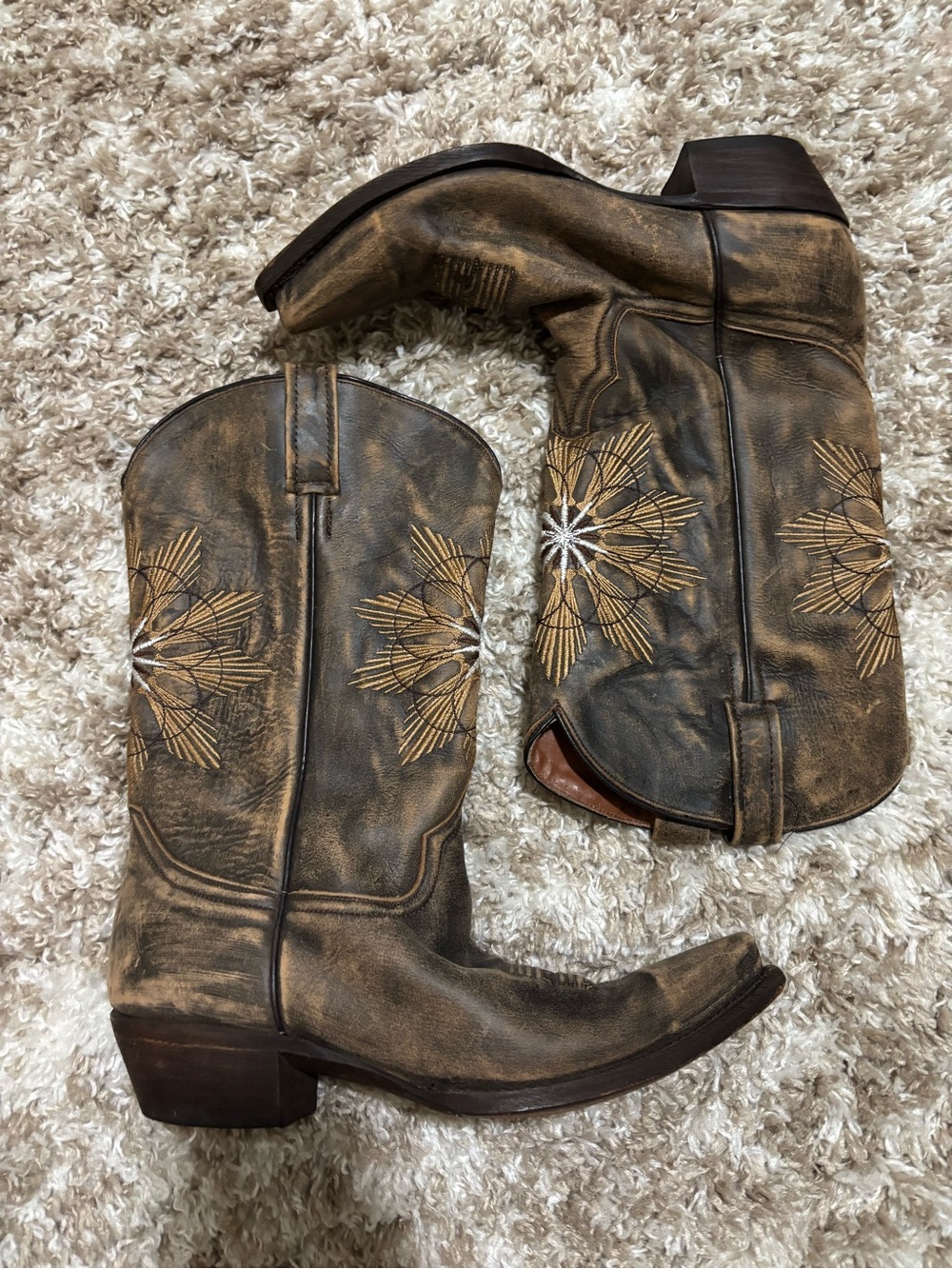 Eight Second Angels Distressed Cowboy Boots 10